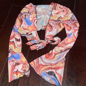 Women’s SHEIN Tye Dye Mesh Long Sleeve Cover Up